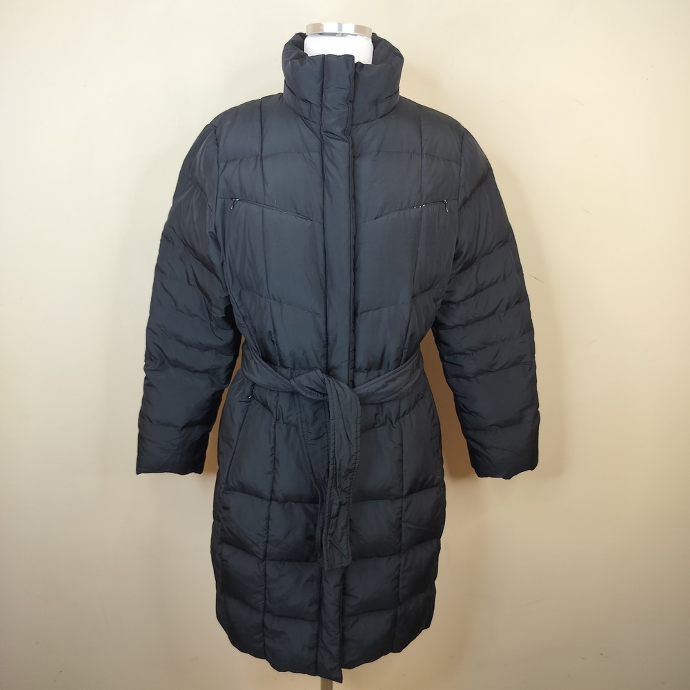 Calvin Klein Belted Puffer Coat Small Duck Down Winter Classic Black